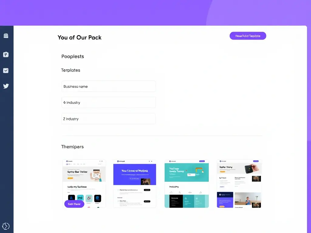 A screenshot of the SpringBot platform's initial setup screen, showcasing the user interface for entering basic business information and selecting a design template. The image should convey simplicity and ease of use.