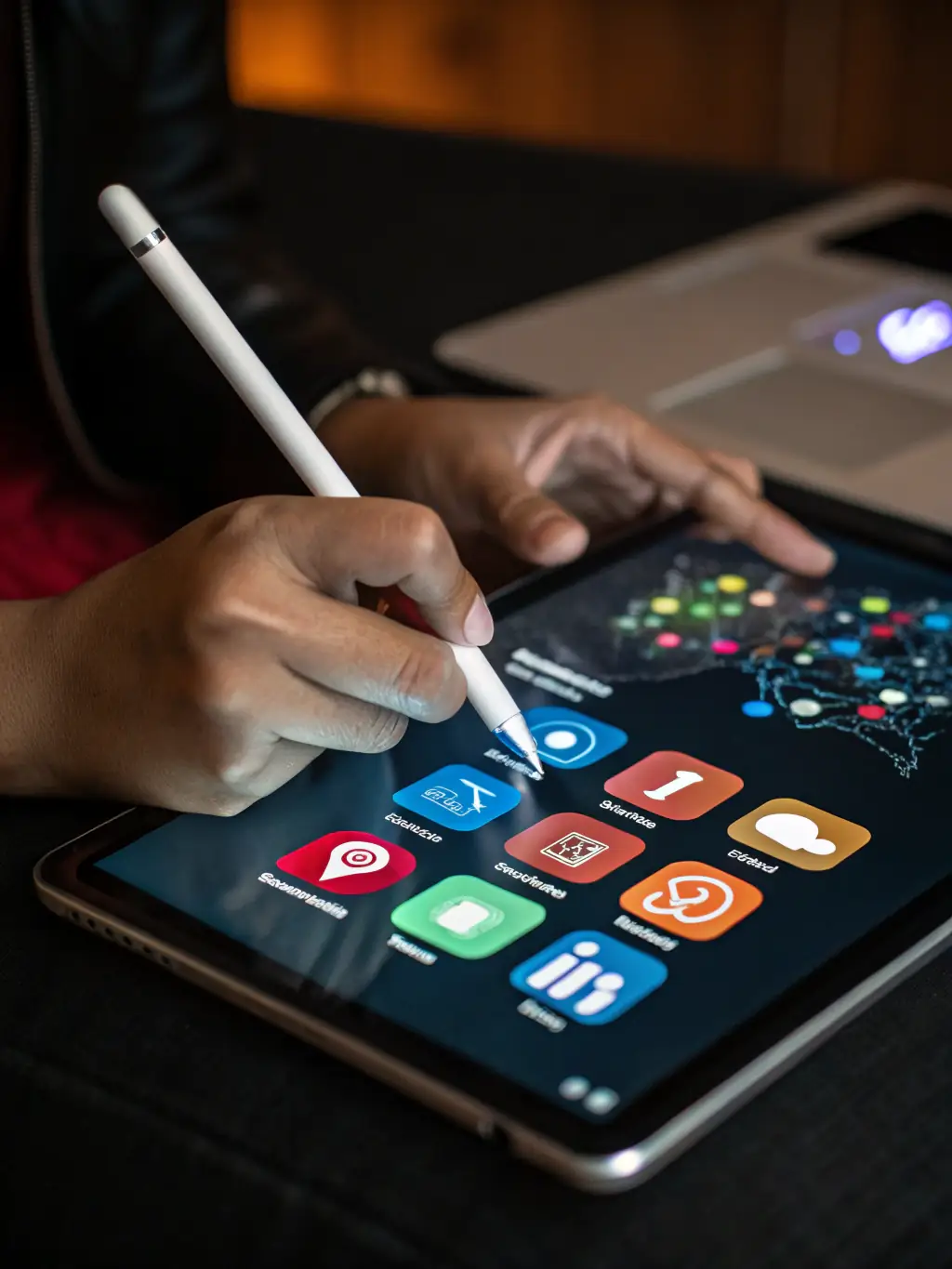 A stylized 3D rendering of a user interacting with a website builder interface, dragging and dropping elements onto a webpage layout. The interface is clean and modern, with icons representing different content types.